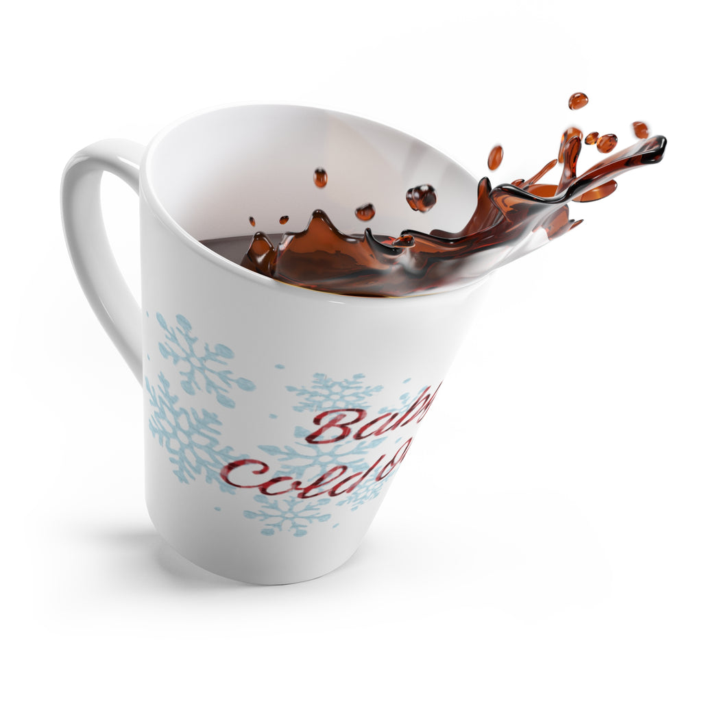 Latte Mug - "Baby It's Cold Outside" Snowflake Holiday Coffee Cup