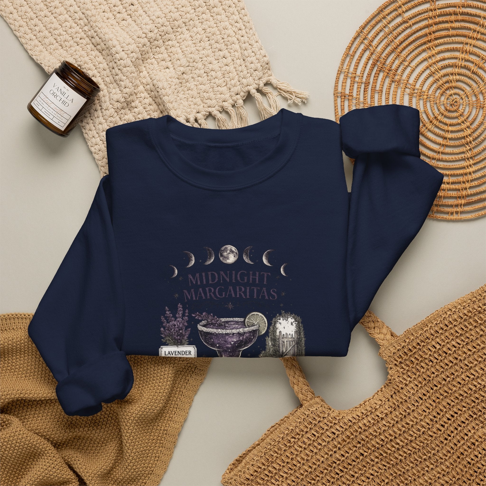 Midnight Margaritas Crewneck Sweatshirt — Cocktail Recipe Graphic Pullover