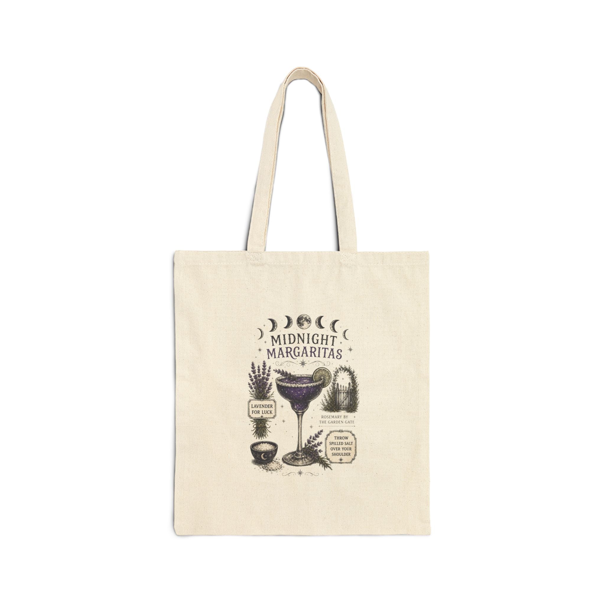 Midnight Margaritas Cotton Tote — Boho Nightlife Cocktail Bag