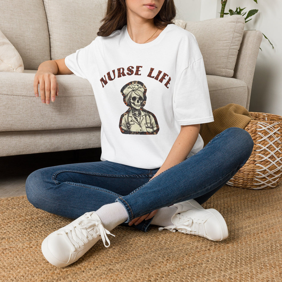 Nurse Life Skull T-Shirt — Vintage Camouflage Nurse Graphic Tee