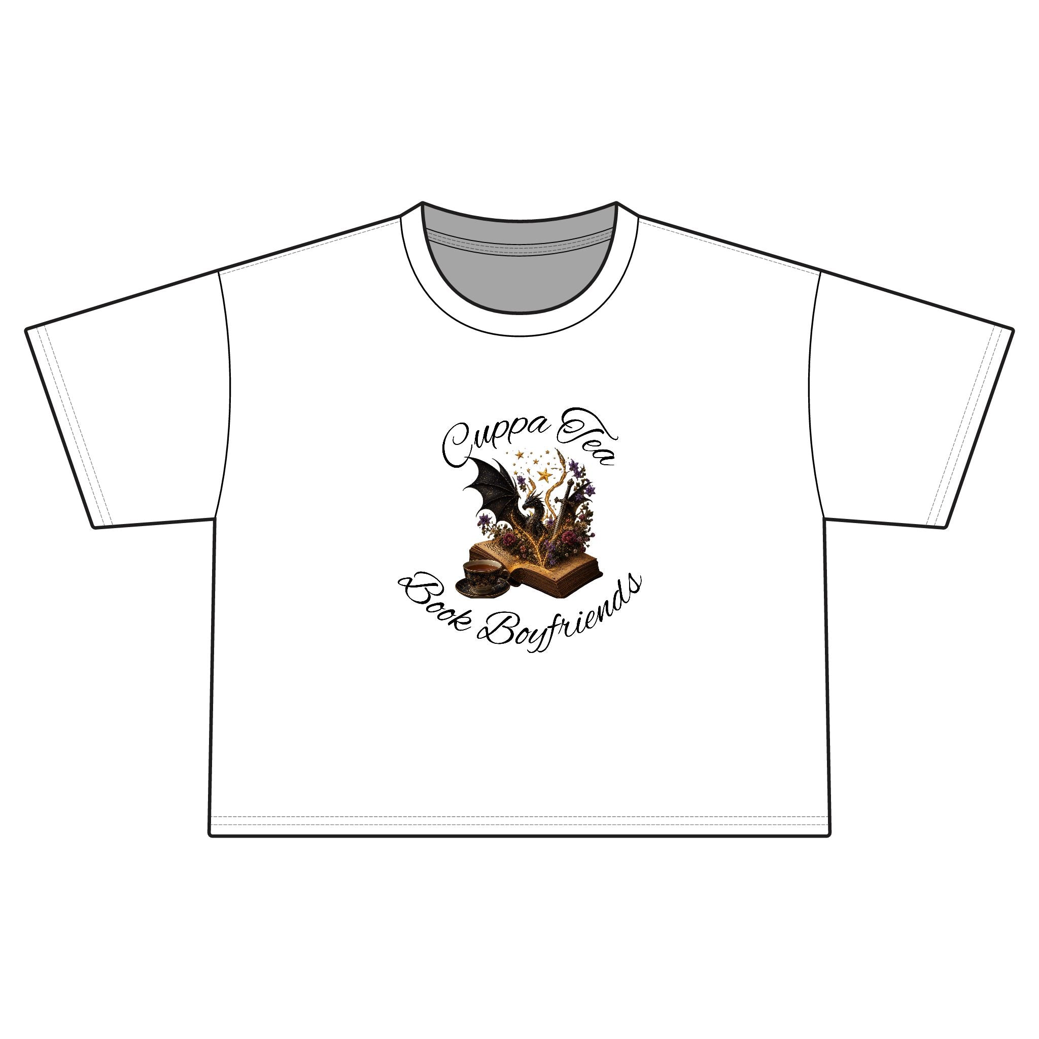 Cropped Tee — 'Books & Brew' Cozy Booklover Graphic