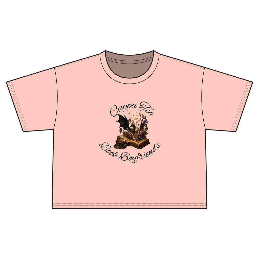 Cropped Tee — 'Books & Brew' Cozy Booklover Graphic