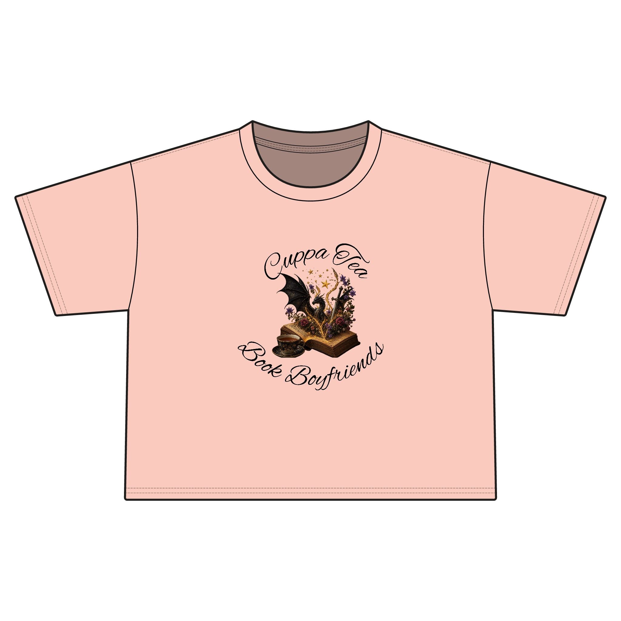 Cropped Tee — 'Books & Brew' Cozy Booklover Graphic