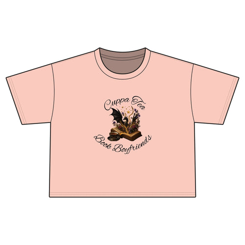 Cropped Tee — 'Books & Brew' Cozy Booklover Graphic