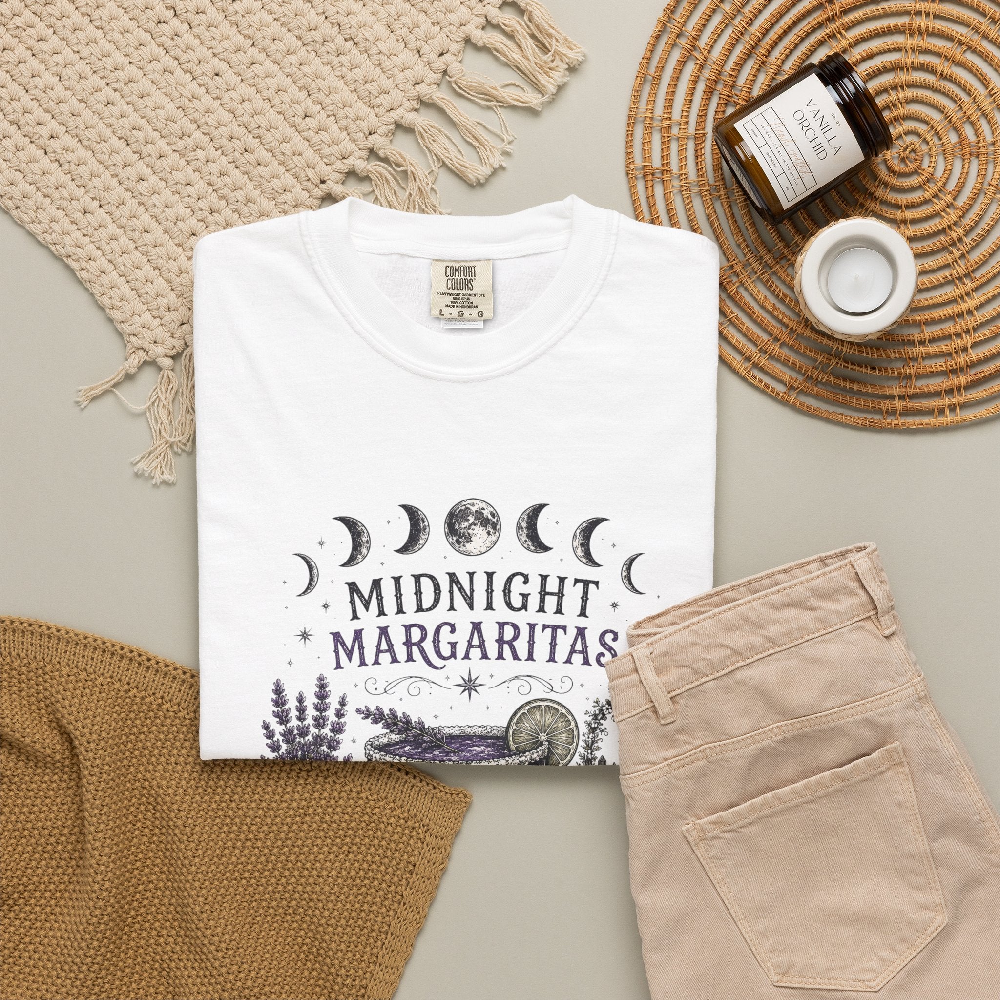Midnight Margaritas T‑Shirt — Lavender & Cactus Cocktail Graphic Tee
