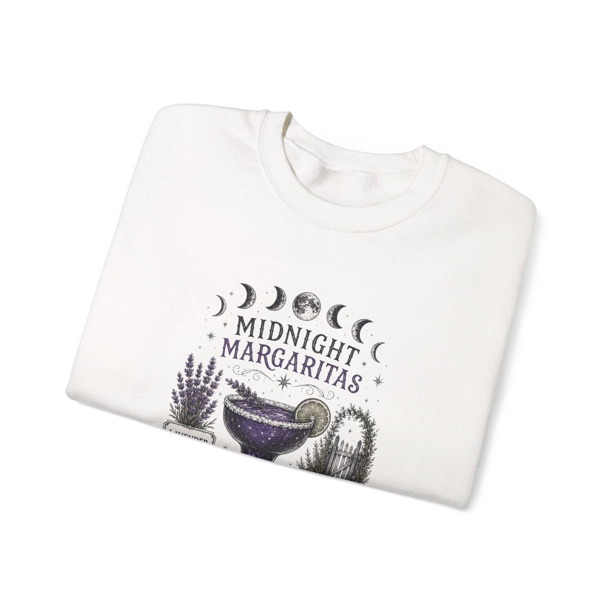 Midnight Margaritas Crewneck Sweatshirt — Moon Phase Cocktail Graphic