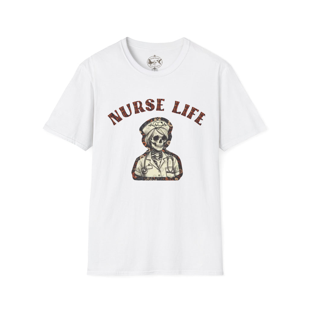 Nurse Life Skull T-Shirt — Vintage Camouflage Nurse Graphic Tee
