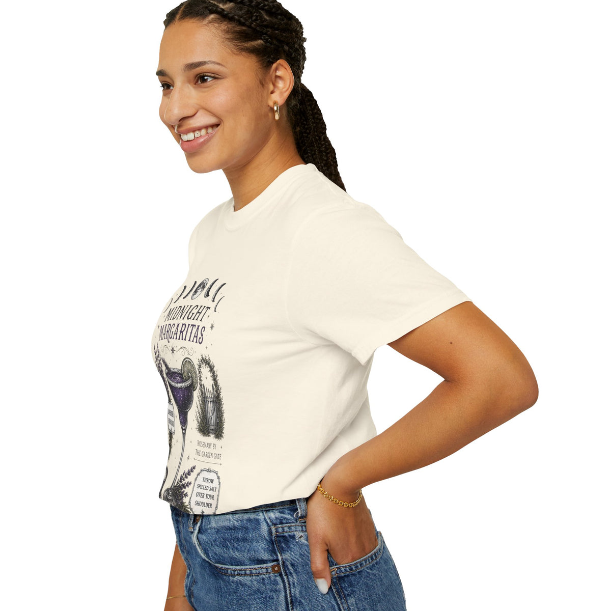 Midnight Margaritas T‑Shirt — Lavender & Cactus Cocktail Graphic Tee