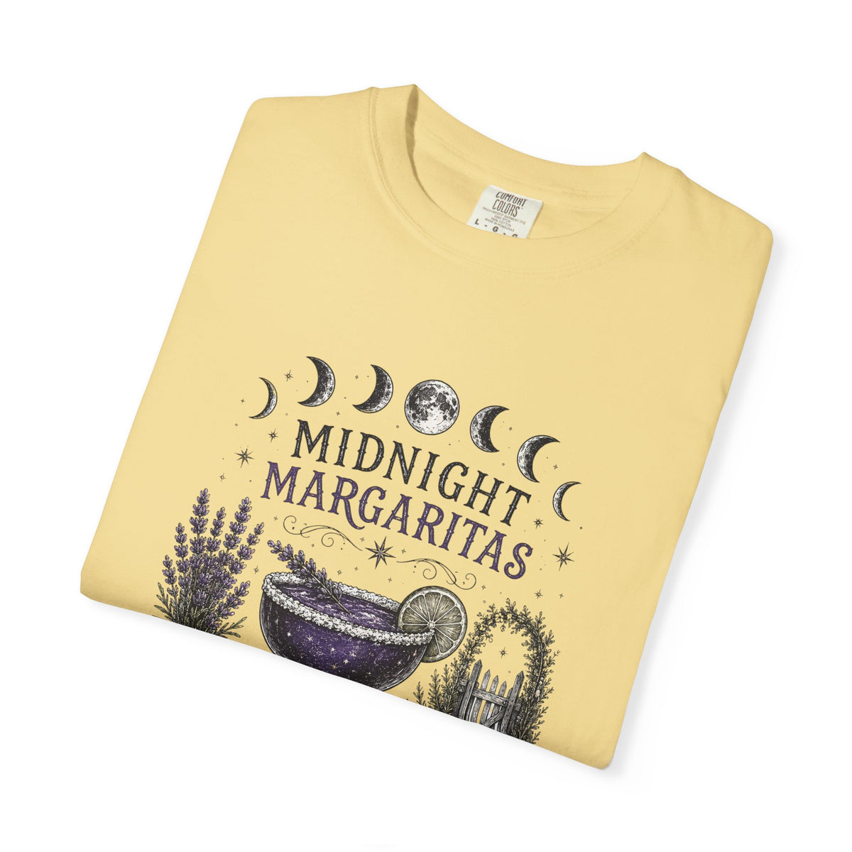 Midnight Margaritas T‑Shirt — Lavender & Cactus Cocktail Graphic Tee
