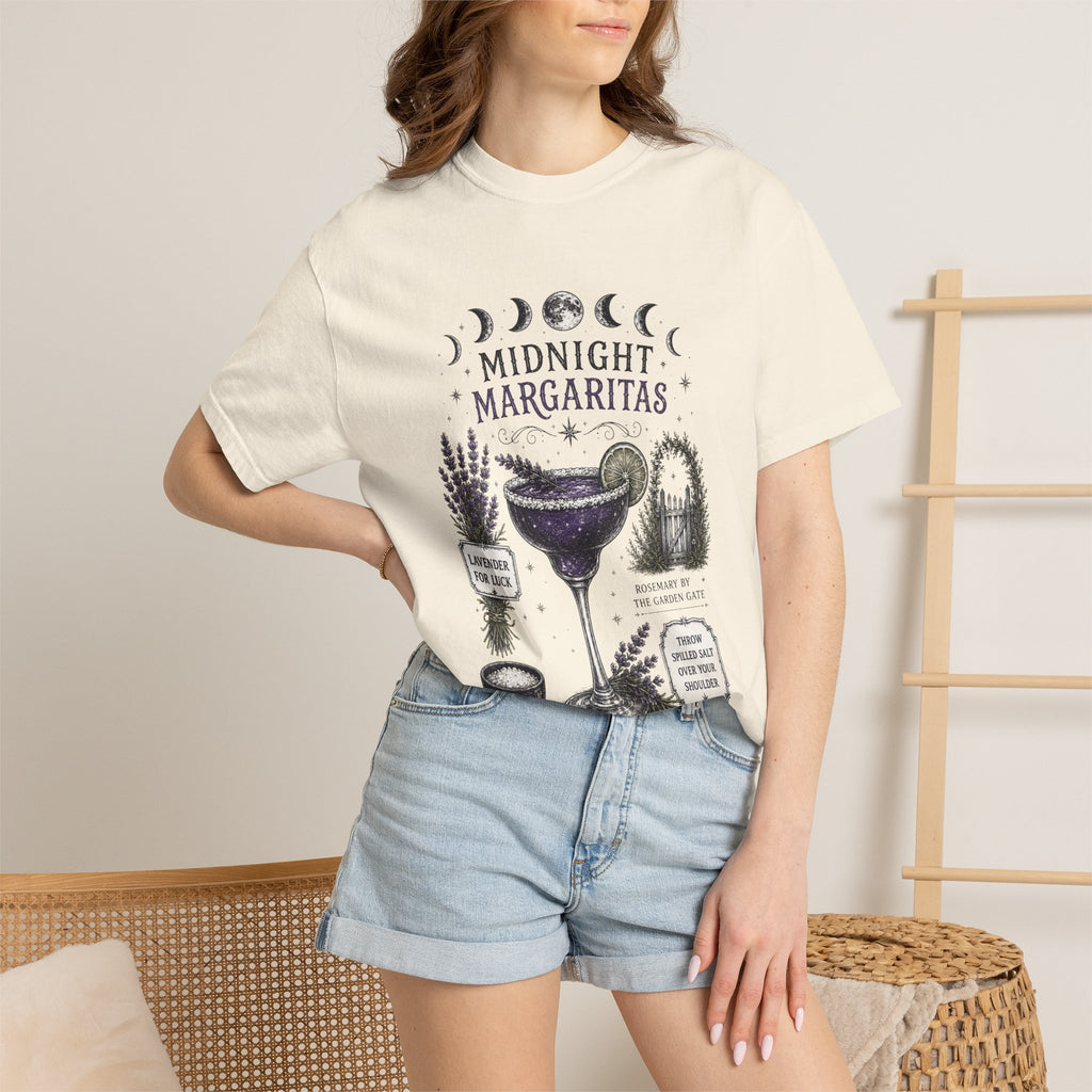 Midnight Margaritas T‑Shirt — Lavender & Cactus Cocktail Graphic Tee