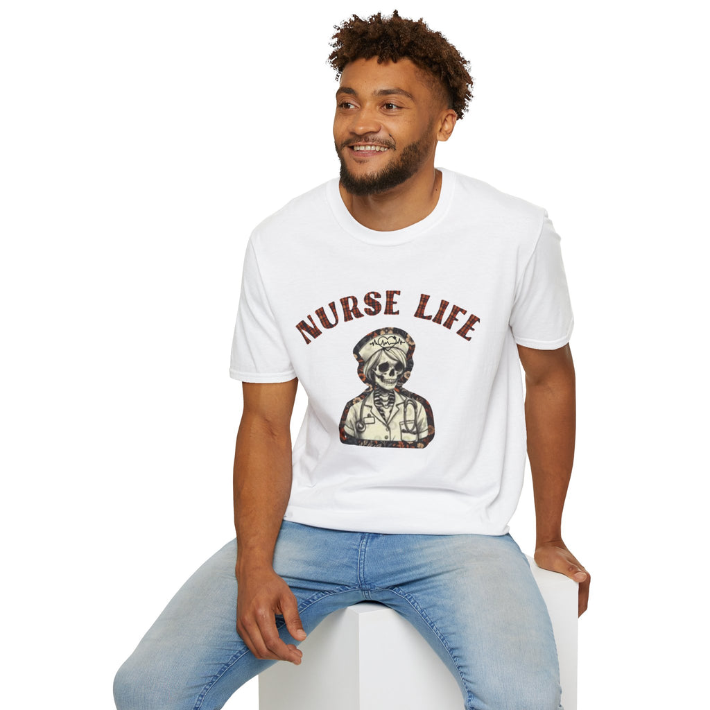 Nurse Life Skull T-Shirt — Vintage Camouflage Nurse Graphic Tee