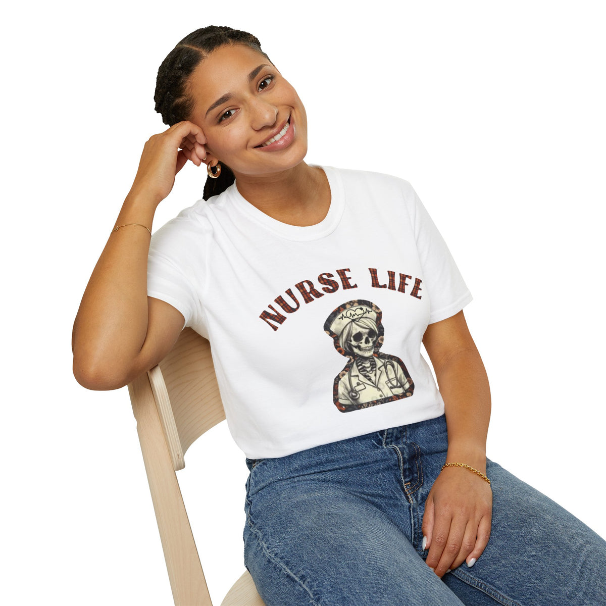 Nurse Life Skull T-Shirt — Vintage Camouflage Nurse Graphic Tee