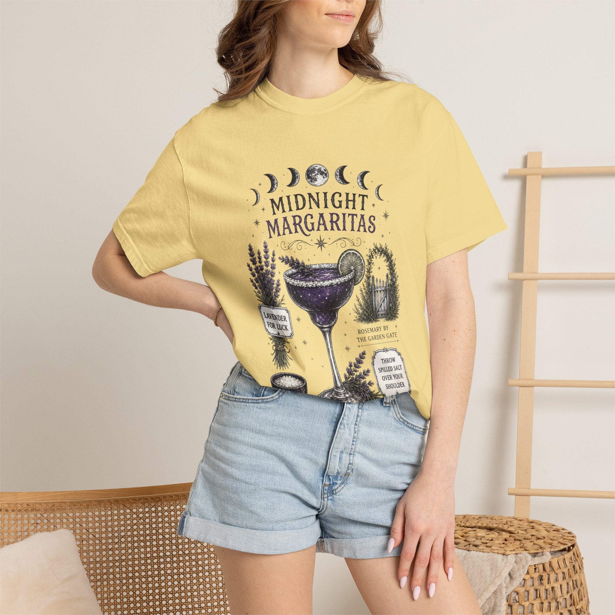Midnight Margaritas T‑Shirt — Lavender & Cactus Cocktail Graphic Tee