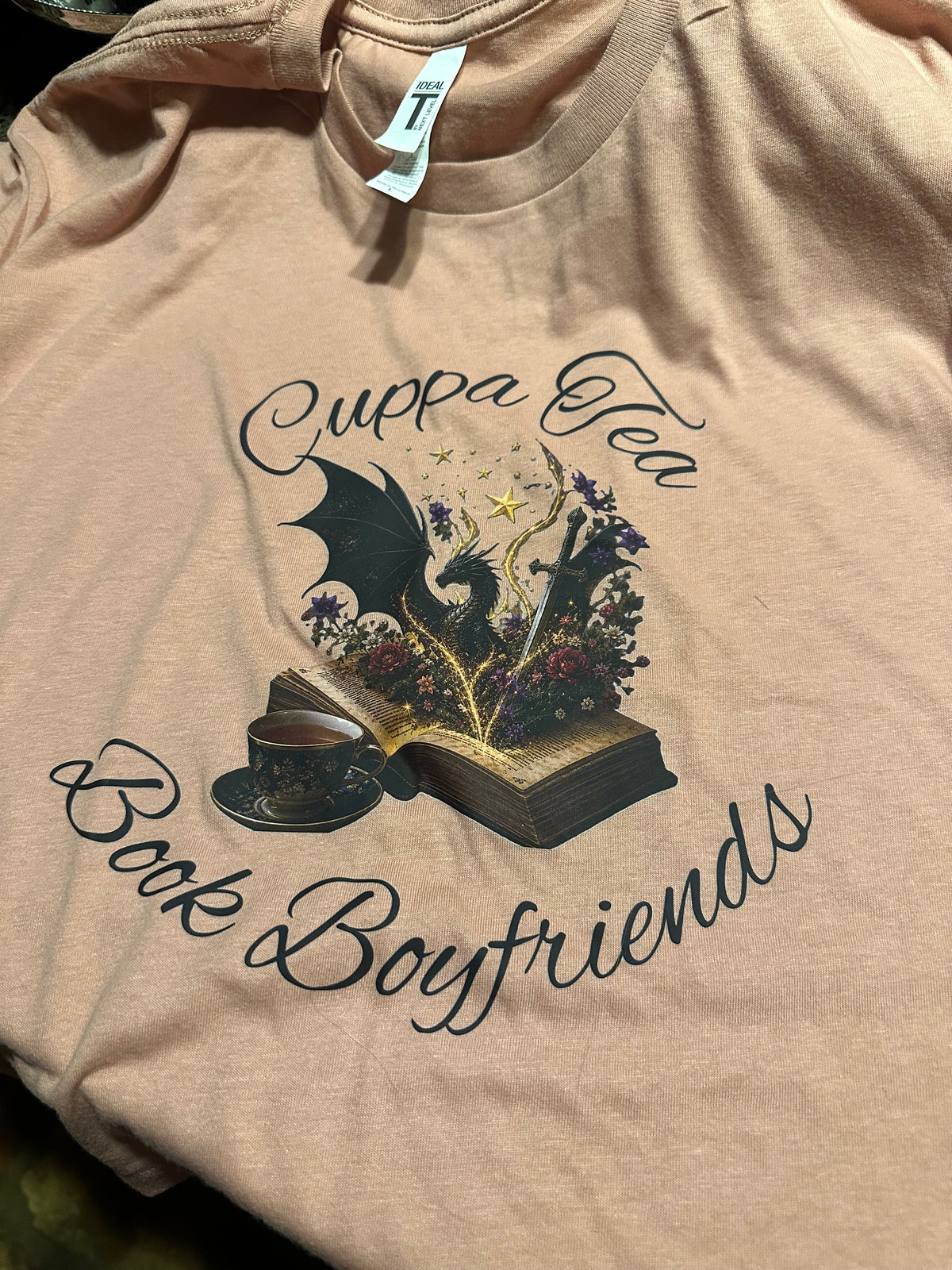 Cropped Tee — 'Books & Brew' Cozy Booklover Graphic