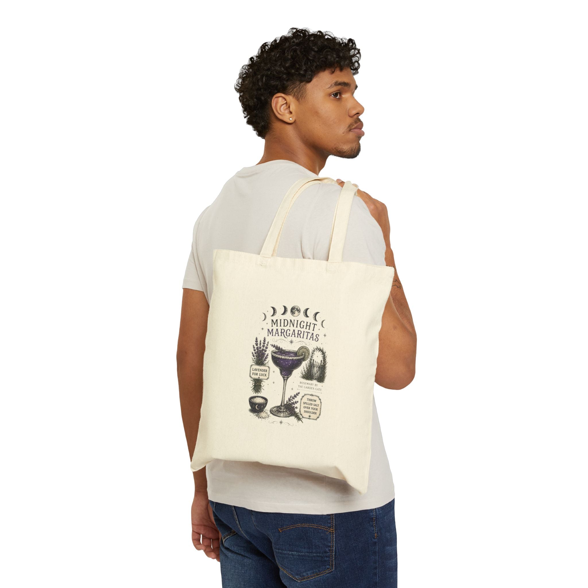 Midnight Margaritas Cotton Tote — Boho Nightlife Cocktail Bag