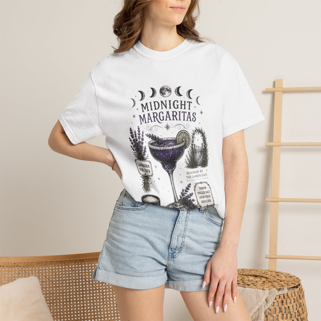 Midnight Margaritas T‑Shirt — Lavender & Cactus Cocktail Graphic Tee