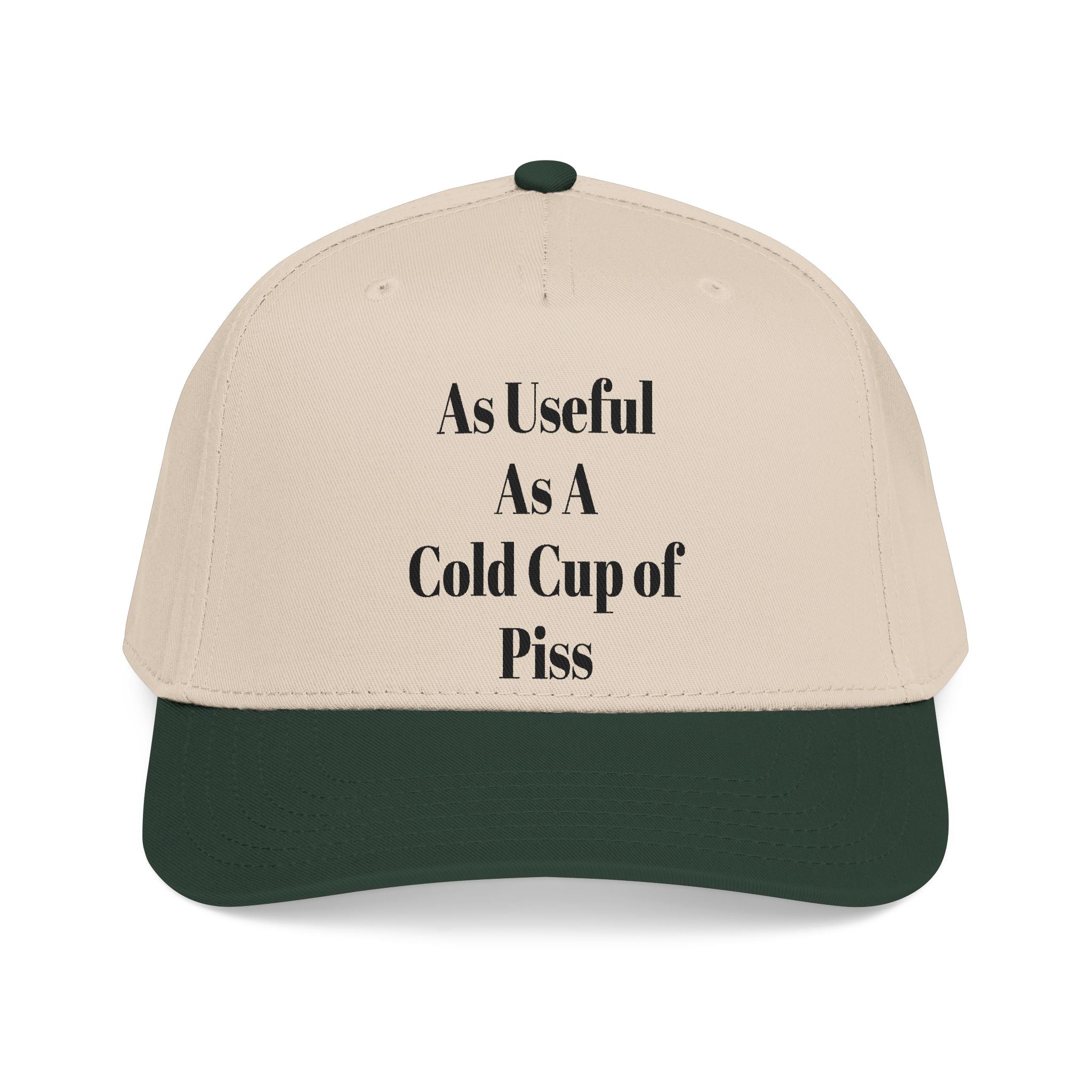 Snarky one liner mid profile baseball cap. “The Pat Hat”