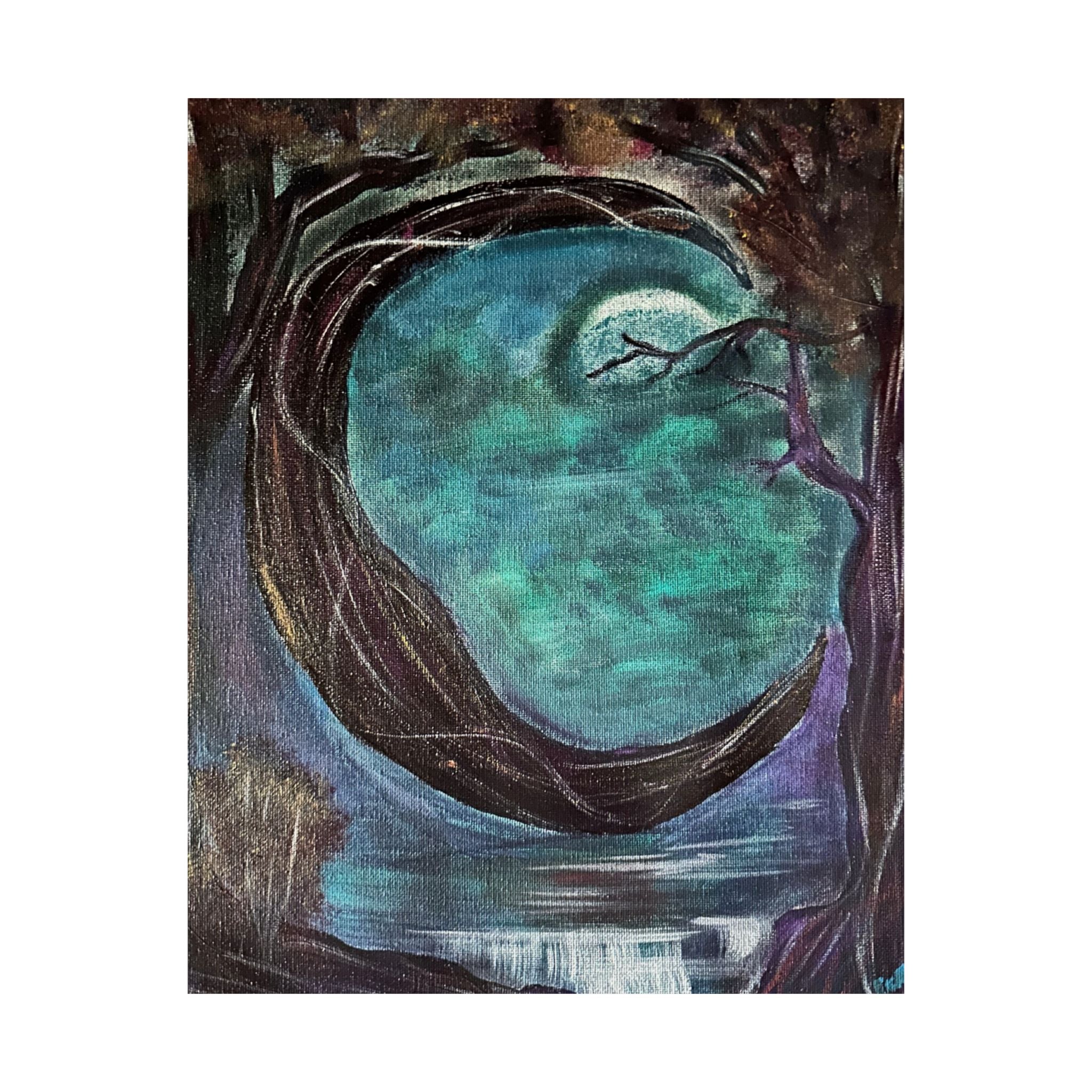 Full Moon Faerie Canvas Print — Matte Vertical Poster