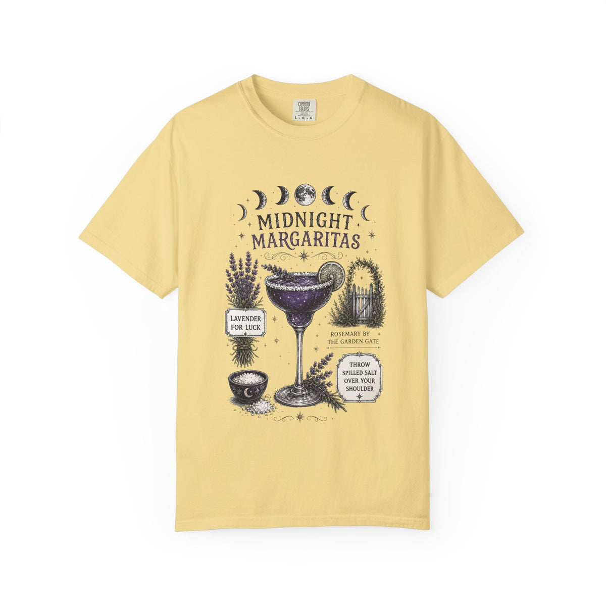 Midnight Margaritas T‑Shirt — Lavender & Cactus Cocktail Graphic Tee