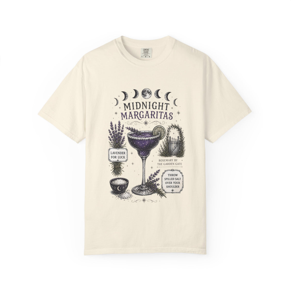 Midnight Margaritas T‑Shirt — Lavender & Cactus Cocktail Graphic Tee