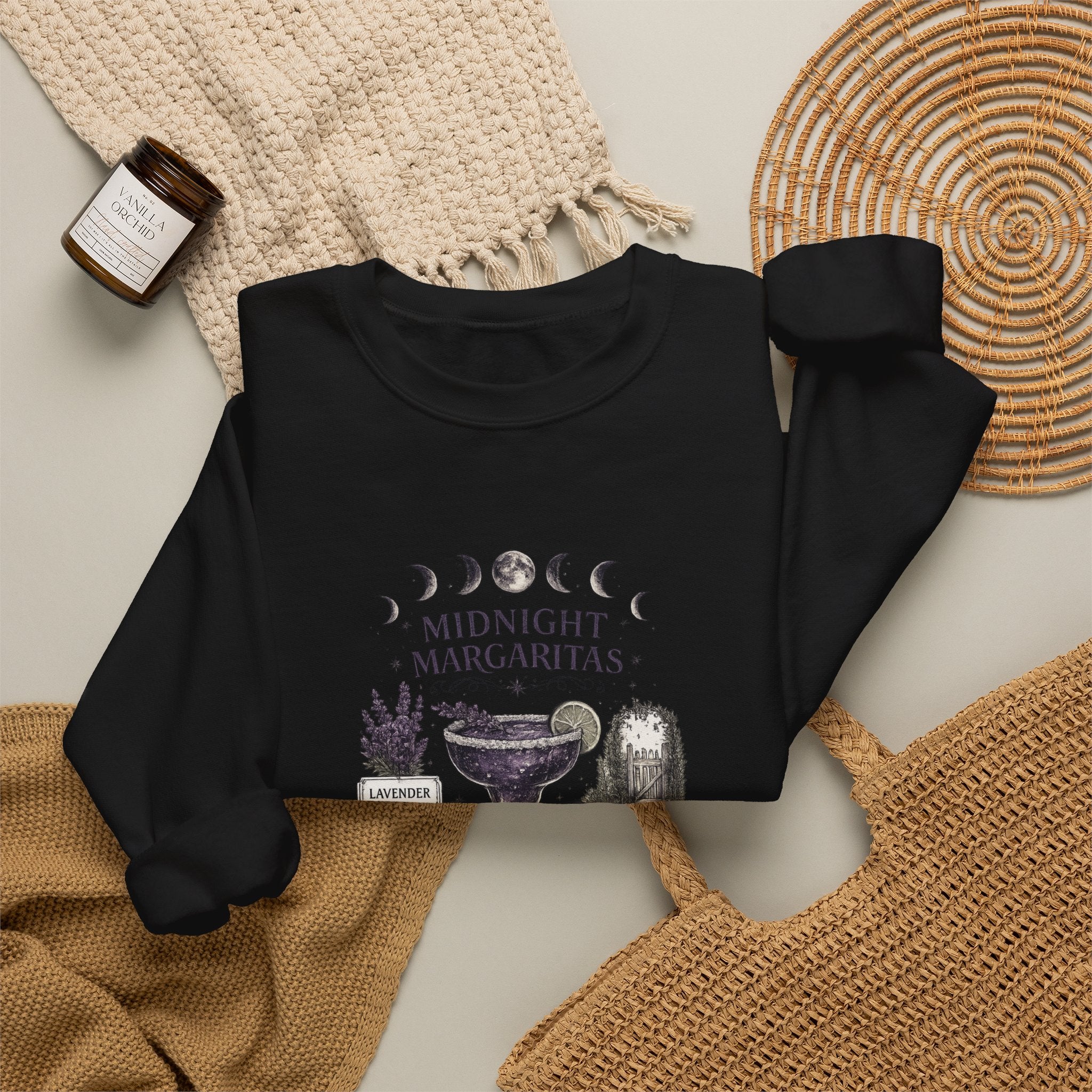 Midnight Margaritas Crewneck Sweatshirt — Cocktail Recipe Graphic Pullover