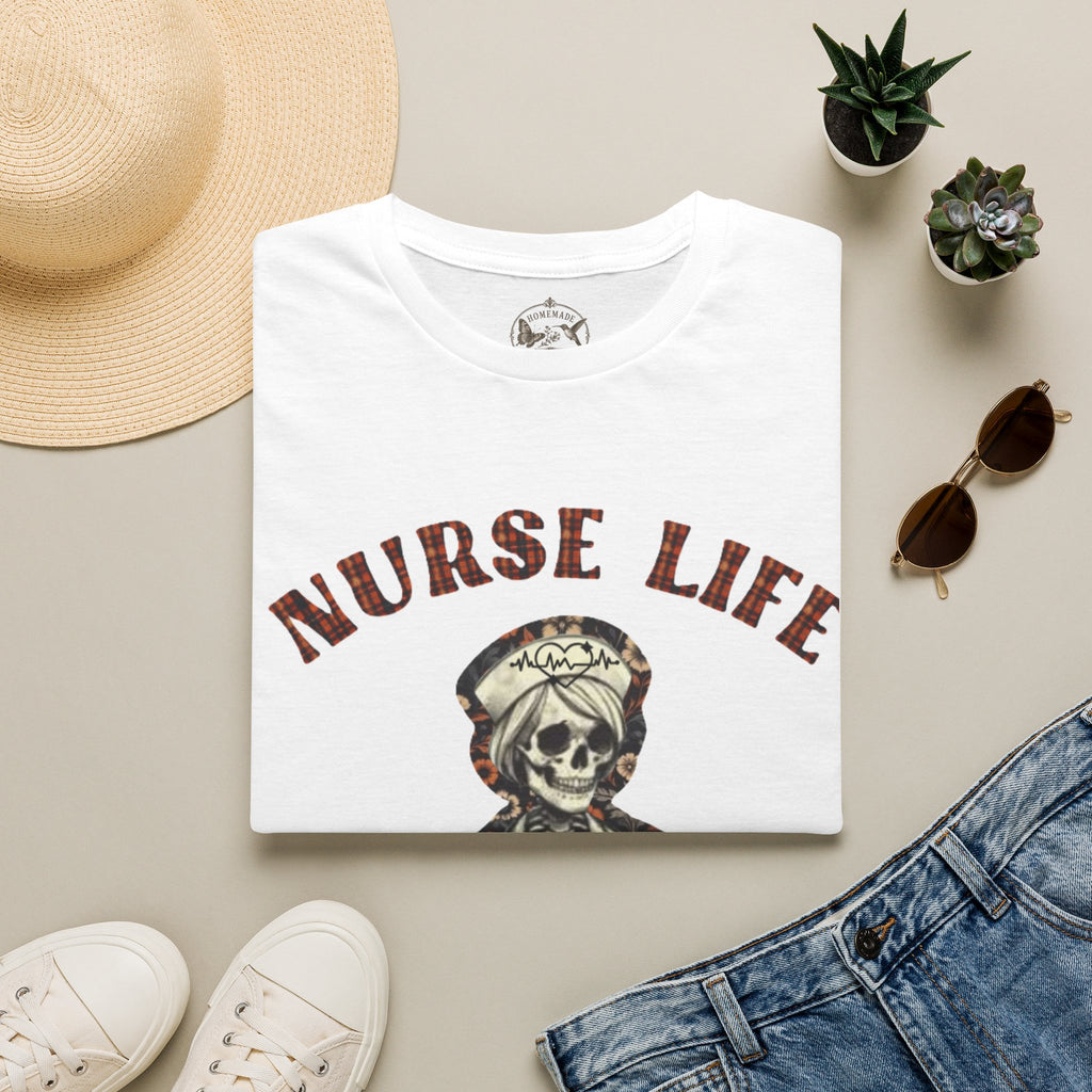 Nurse Life Skull T-Shirt — Vintage Camouflage Nurse Graphic Tee