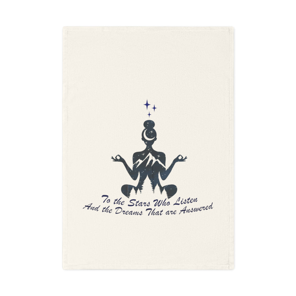 Cotton Tea Towel — “To the Stars Who Listen” Meditation Design