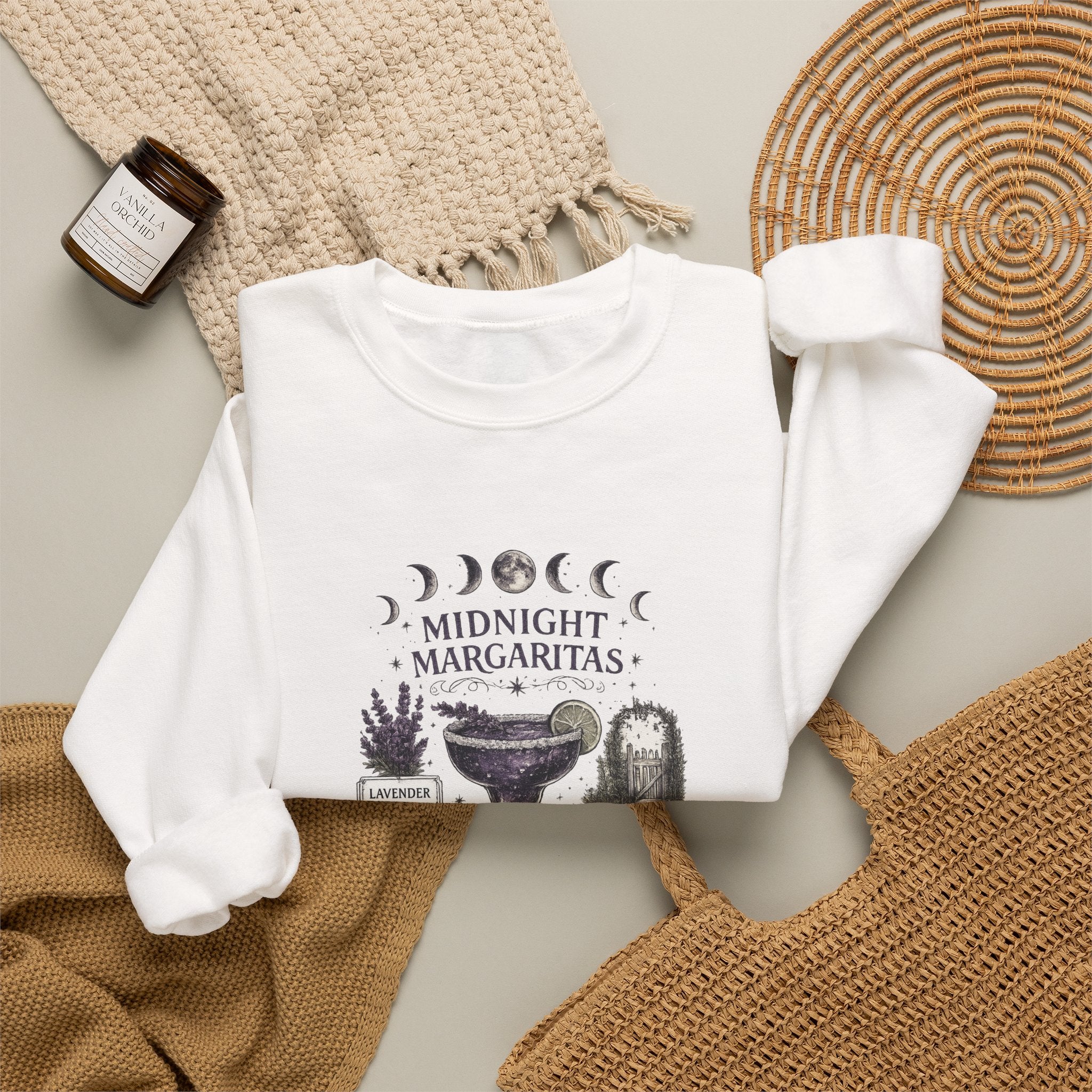 Midnight Margaritas Crewneck Sweatshirt — Cocktail Recipe Graphic Pullover