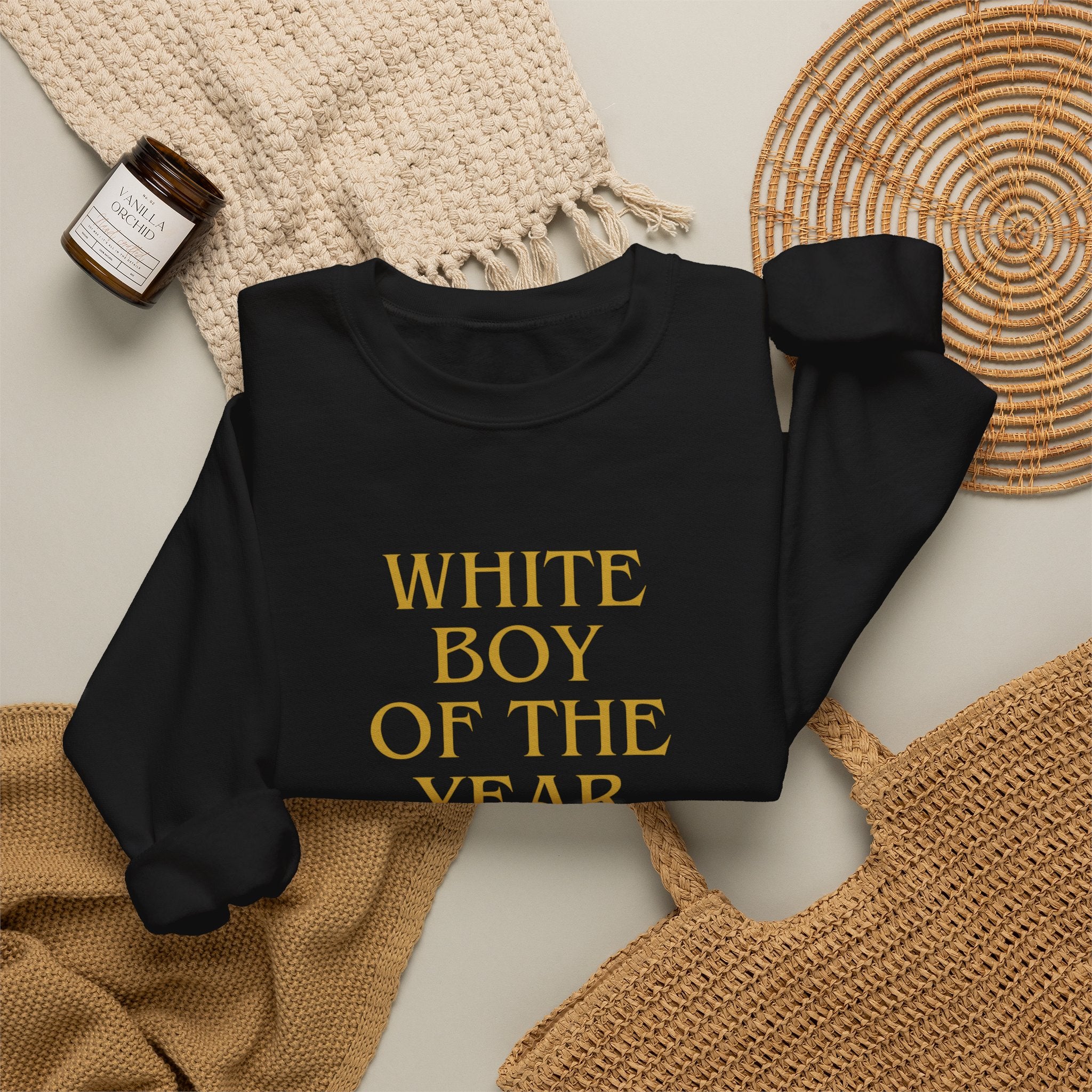 White Boy of the Year Sweatshirt | Text Graphic Crewneck-AKA The Eli Shirt