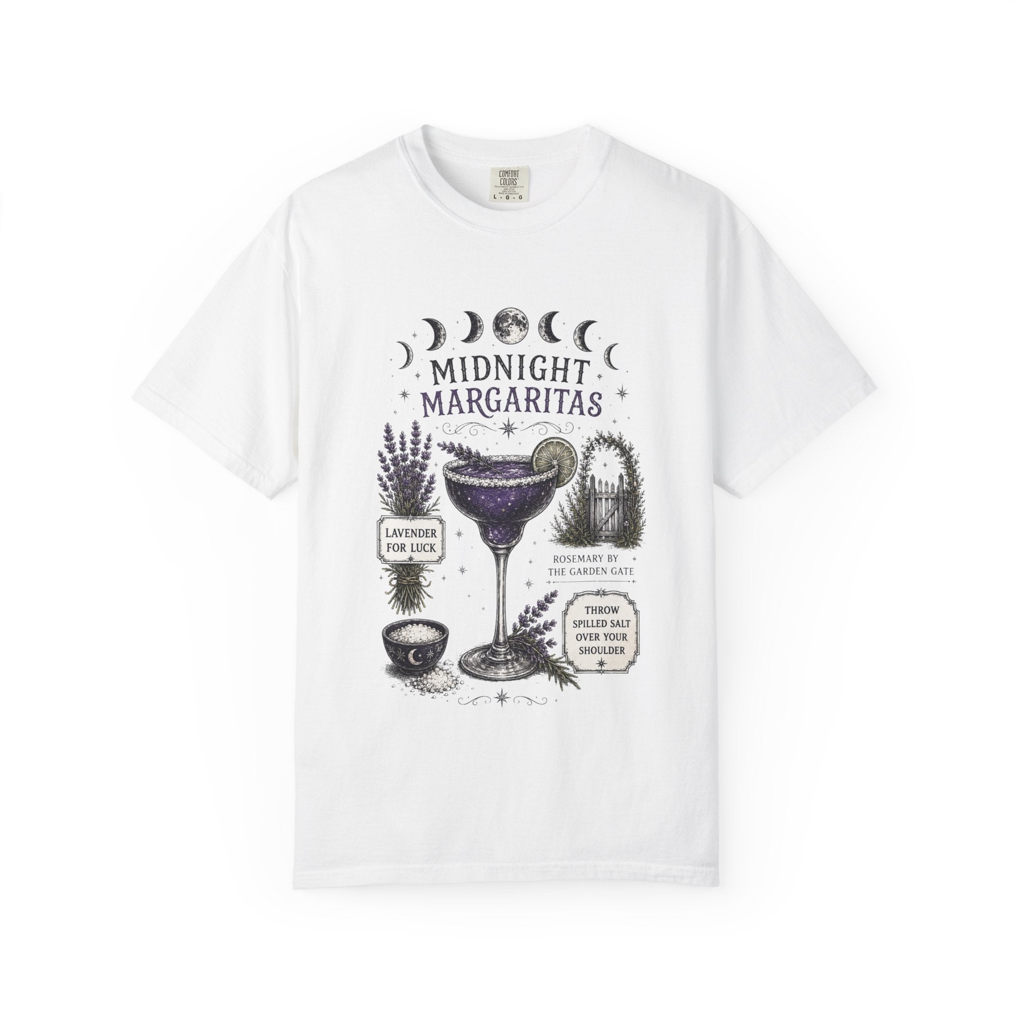 Midnight Margaritas T‑Shirt — Lavender & Cactus Cocktail Graphic Tee