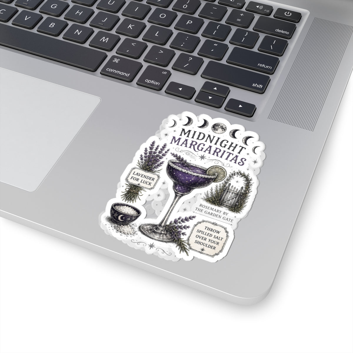 Midnight Margaritas Kiss-Cut Sticker — Lunar Cocktail Illustration with Lavender & Rosemary