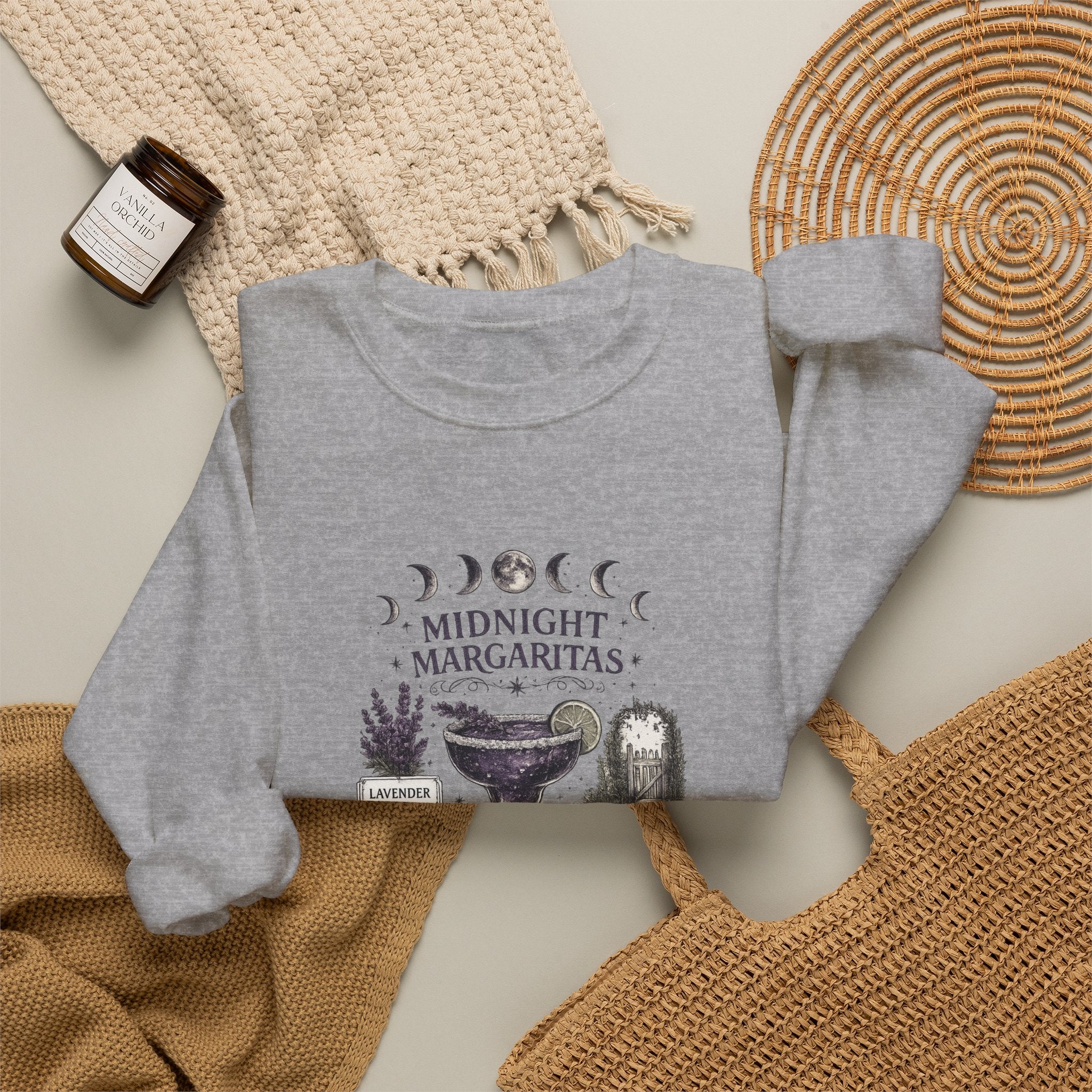 Midnight Margaritas Crewneck Sweatshirt — Cocktail Recipe Graphic Pullover