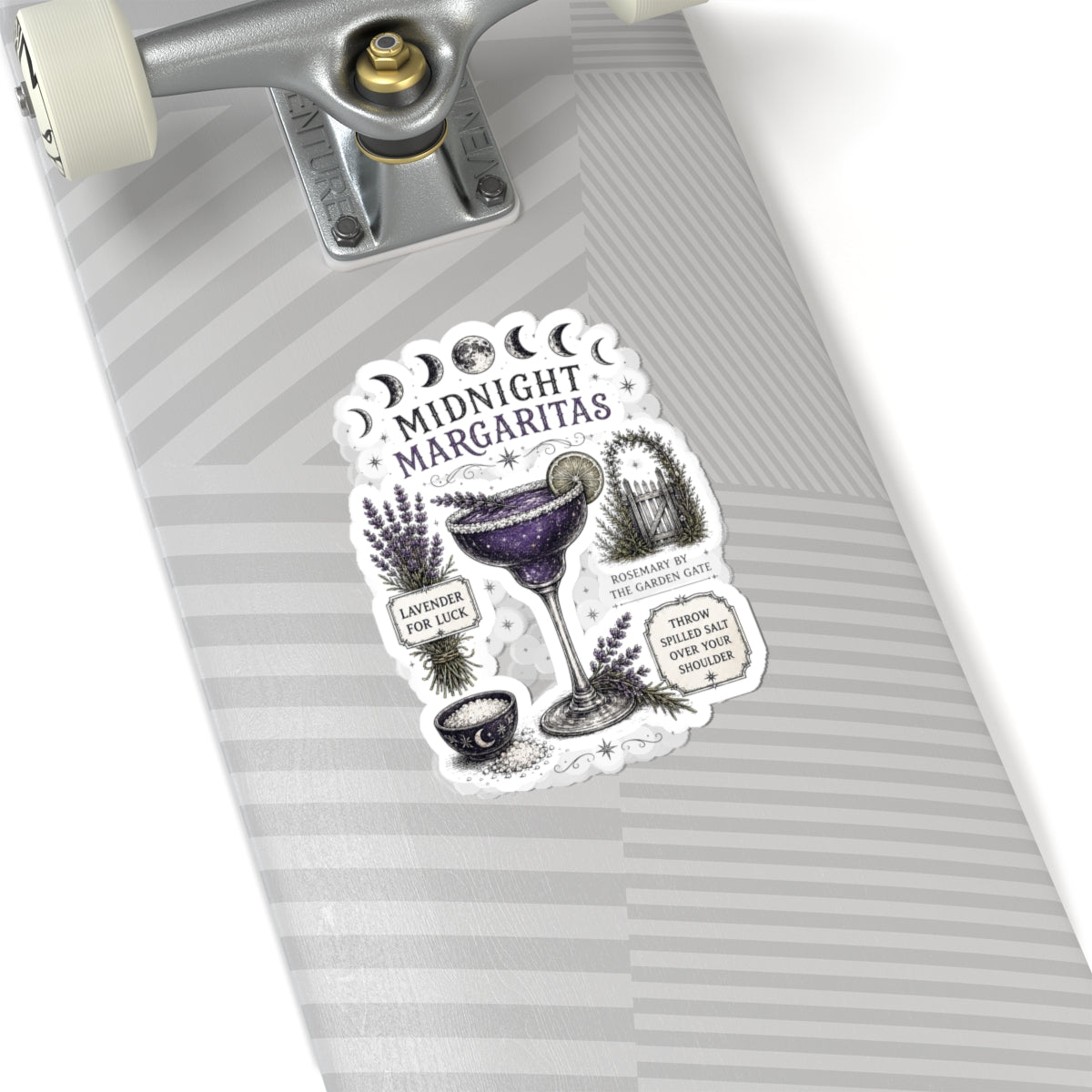 Midnight Margaritas Kiss-Cut Sticker — Lunar Cocktail Illustration with Lavender & Rosemary