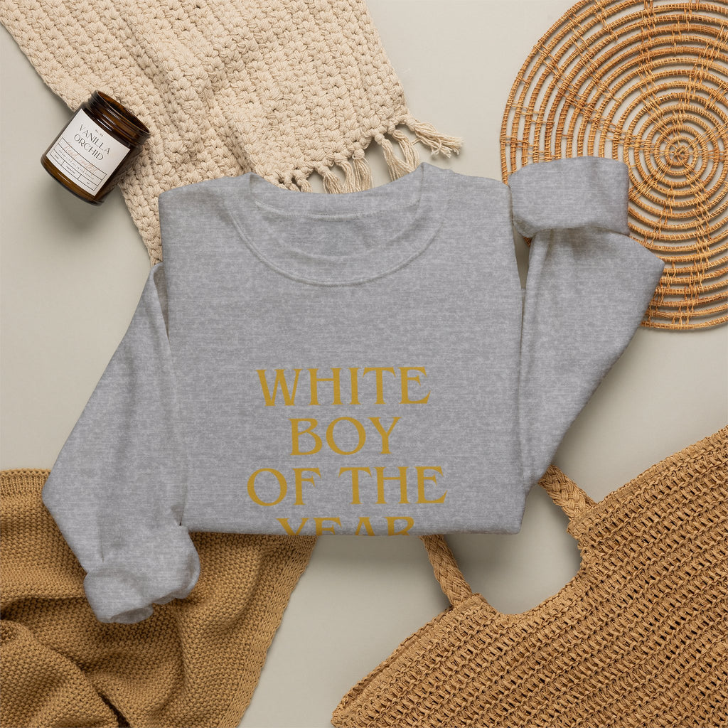 White Boy of the Year Sweatshirt | Text Graphic Crewneck-AKA The Eli Shirt