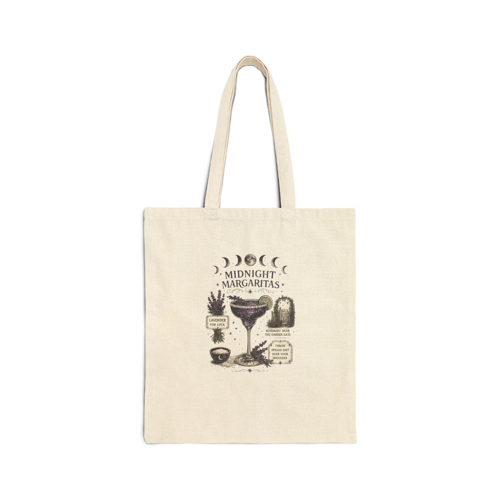 Midnight Margaritas Canvas Tote Bag — Witchy Moon Phases Cocktail Shopper