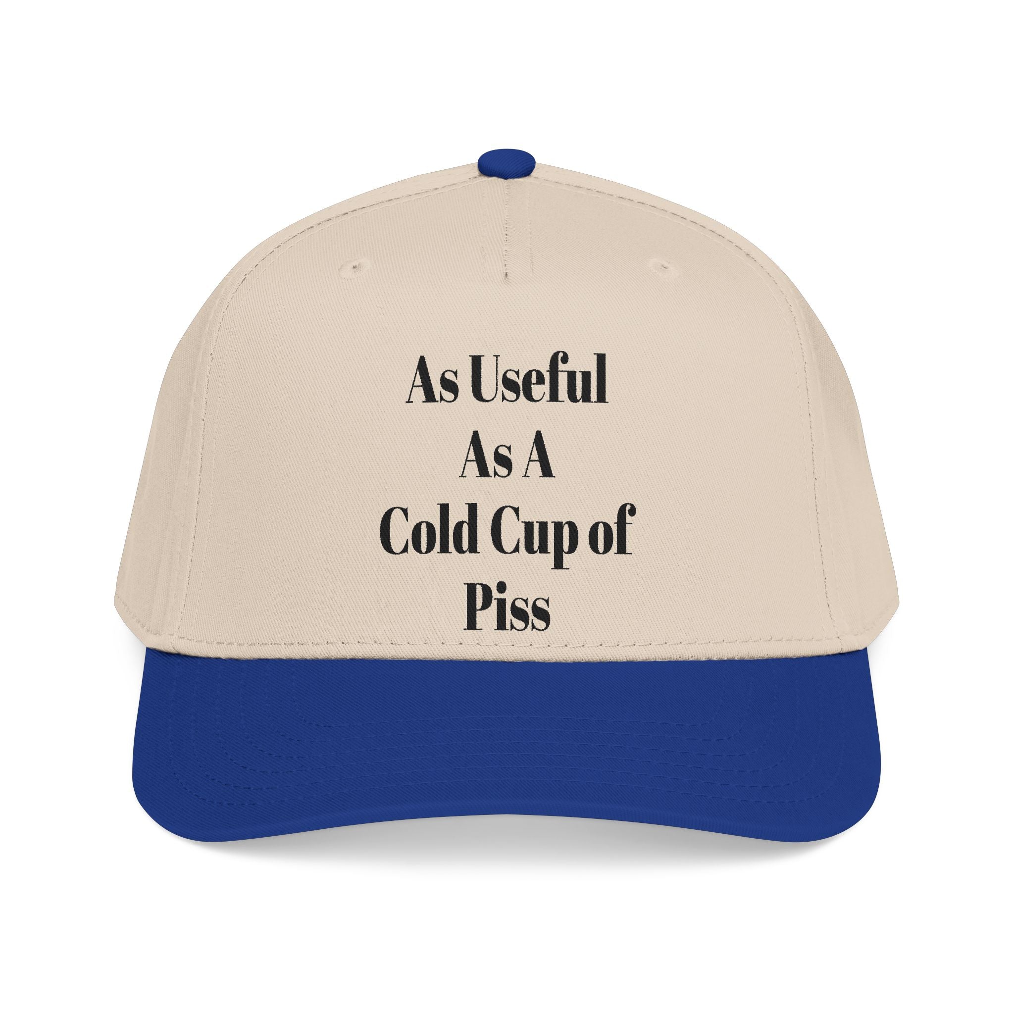 Snarky one liner mid profile baseball cap. “The Pat Hat”