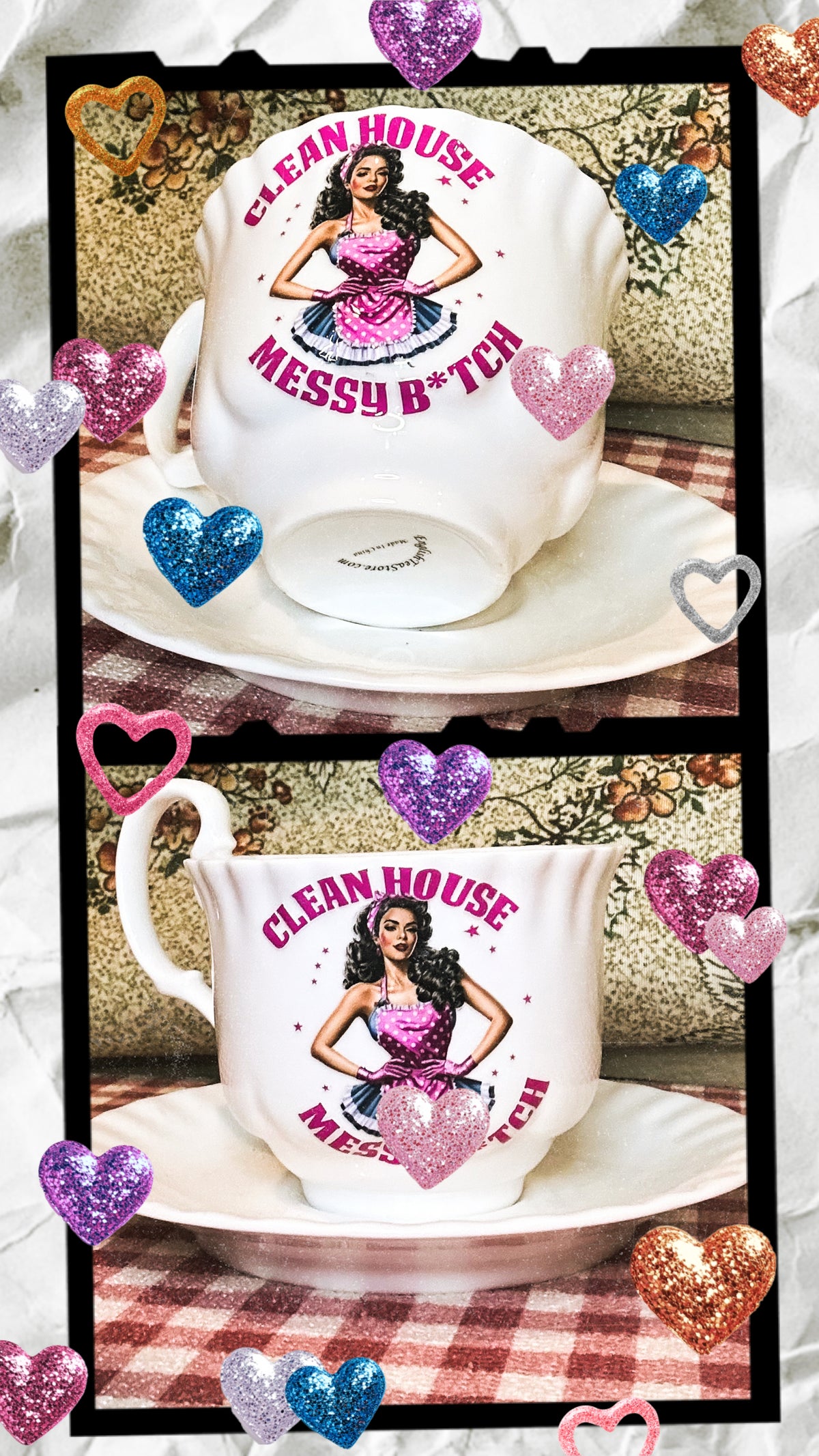 Messy bitch tea cup and saucer